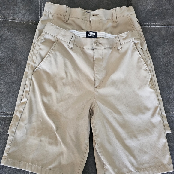 LandsEnd Boys Active Chino Uniform Shorts Khaki Bundle (2) - Picture 4 of 4